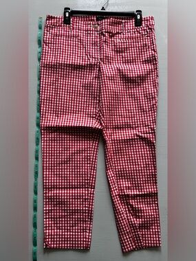 Ann Taylor Red & White Gingham Chinos